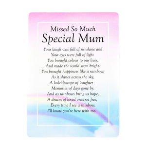 Missed So Much Mum Plastic Coated Memorial Remembrance Card