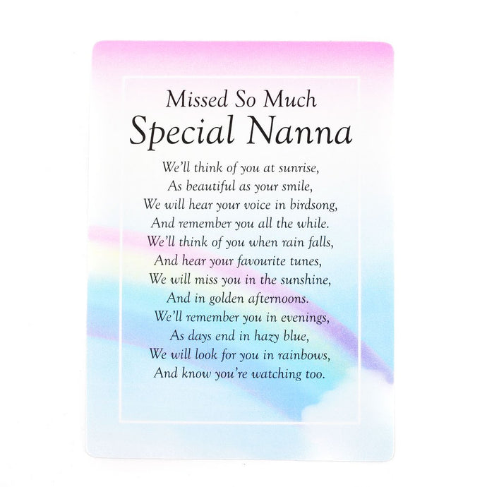 Missed So Much Nanna Memorial Plastic Coated Remembrance Card
