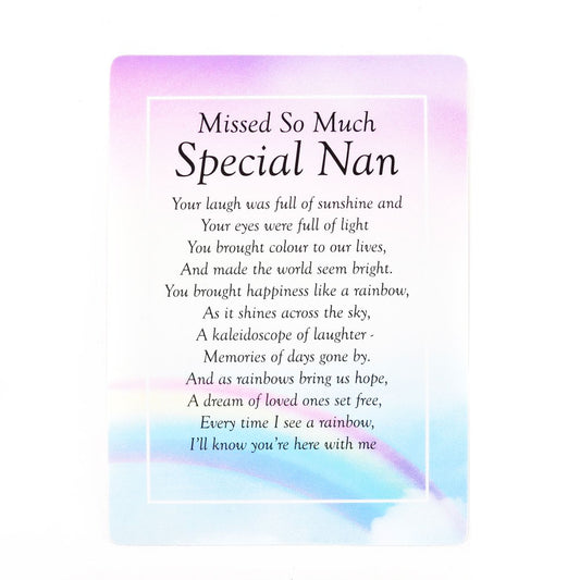 Missed So Much Nan Memorial Plastic Coated Remembrance Card