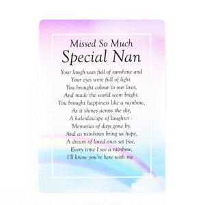 Missed So Much Nan Memorial Plastic Coated Remembrance Card