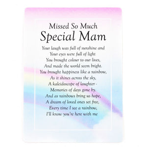 Missed So Much Mam Memorial Plastic Coated Remembrance Card