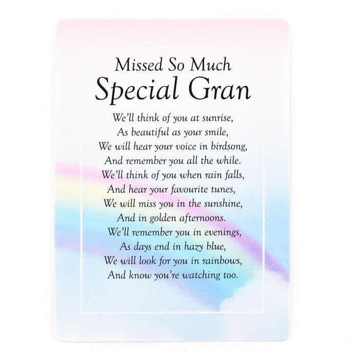 Missed So Much Gran Memorial Plastic Coated Remembrance Card