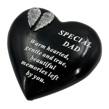 Special Dad Angel Wings Memorial Black Heart Grave Plaque Ornament