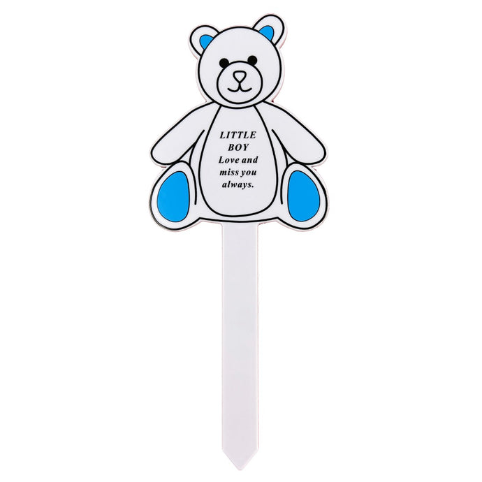 Teddy Bear Little Boy Memorial Baby Child Remembrance Verse Grave Ground Stake Plaque