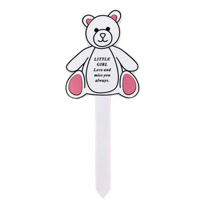 Teddy Bear Little Girl Memorial Baby Child Remembrance Verse Grave Ground Stake