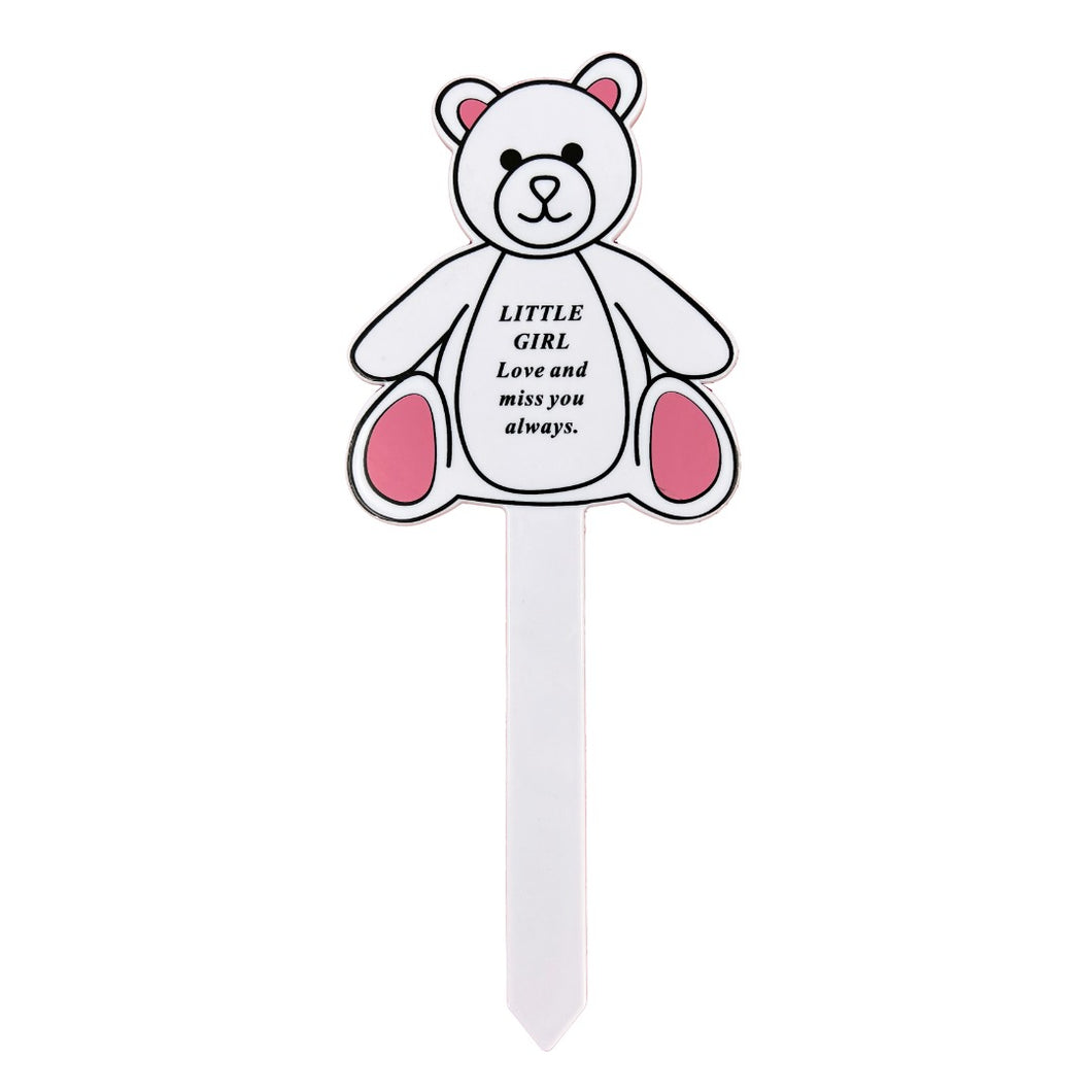Teddy Bear Little Girl Memorial Baby Child Remembrance Verse Grave Ground Stake