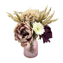 Load image into Gallery viewer, Vintage Oyster and Mauve Peony Artificial Flower Arrangement In Pretty Glass Vase (36cm) Home Decoration