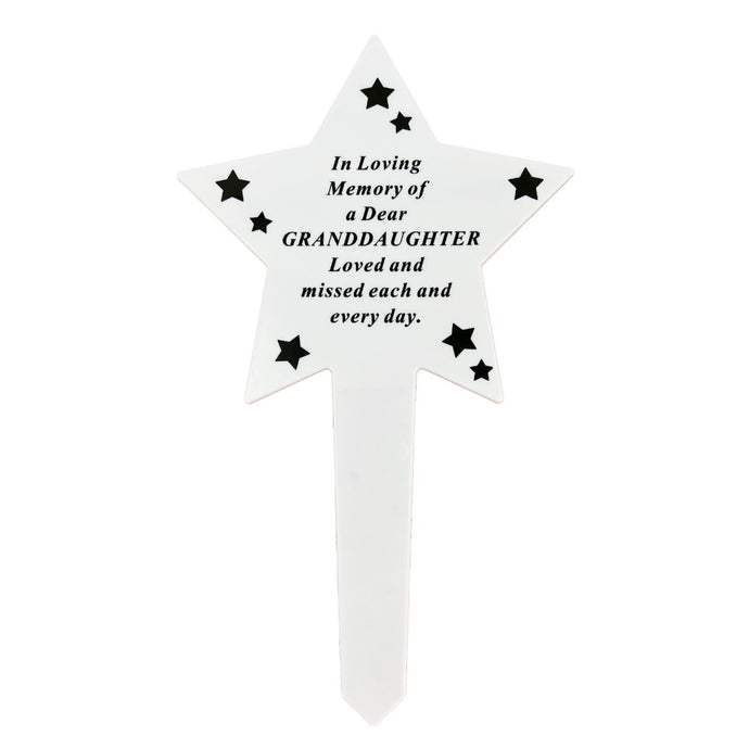 Shining Star Special Granddaughter Memorial Baby Child Remembrance Verse Ground Stake