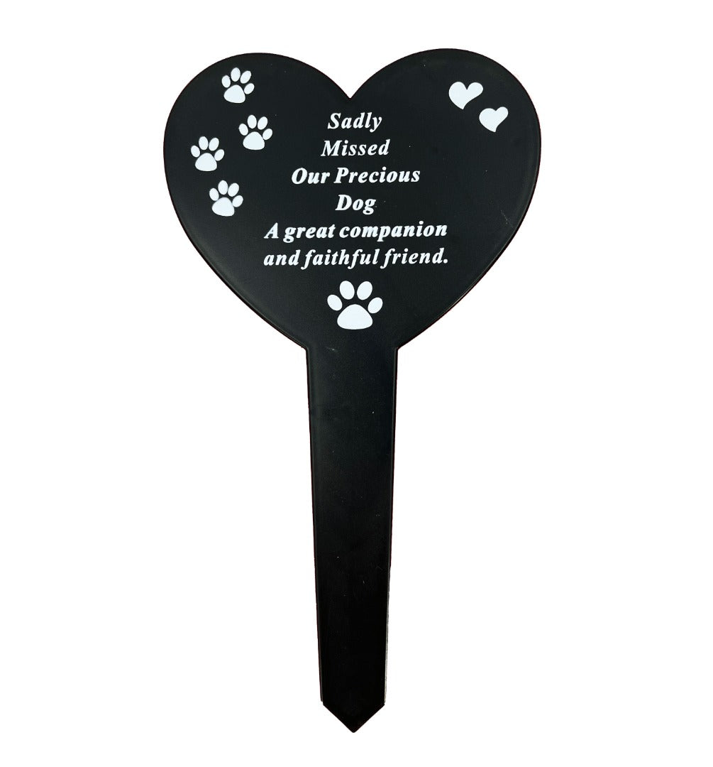 Precious Dog Memorial Heart Remembrance Verse Grave Ground Stake Plaque