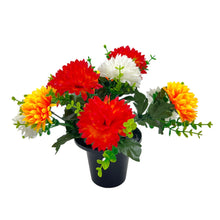 Load image into Gallery viewer, Orange Red Chrysanthemum Artificial Flower Graveside Cemetery Memorial Arrangement