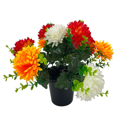 Orange Red Chrysanthemum Artificial Flower Graveside Cemetery Memorial Arrangement