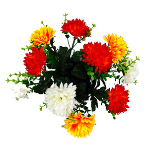 Orange Red Chrysanthemum Artificial Flower Graveside Cemetery Memorial Arrangement