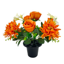 Load image into Gallery viewer, Orange White Rose Artificial Flower Graveside Memorial Arrangement