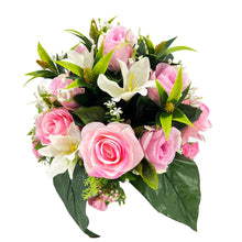 Load image into Gallery viewer, Fay Pink Rose Lily Artificial Flower Graveside Cemetery Memorial Arrangement