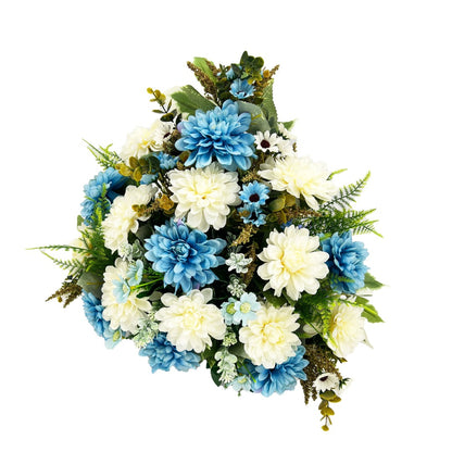 Athena Large Blue & White Dahlia Graveside Memorial Flower Arrangement