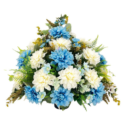 Athena Large Blue & White Dahlia Graveside Memorial Flower Arrangement