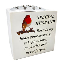 Load image into Gallery viewer, Special Husband Red Robin Graveside Memorial Flower Pot Vase