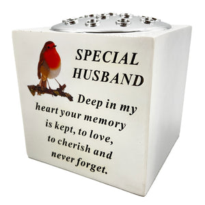Special Husband Red Robin Graveside Memorial Flower Pot Vase