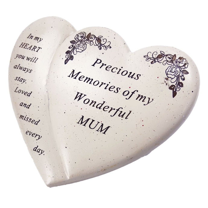 Precious Memories Mum Double Heart Flower Graveside Memorial Ornament
