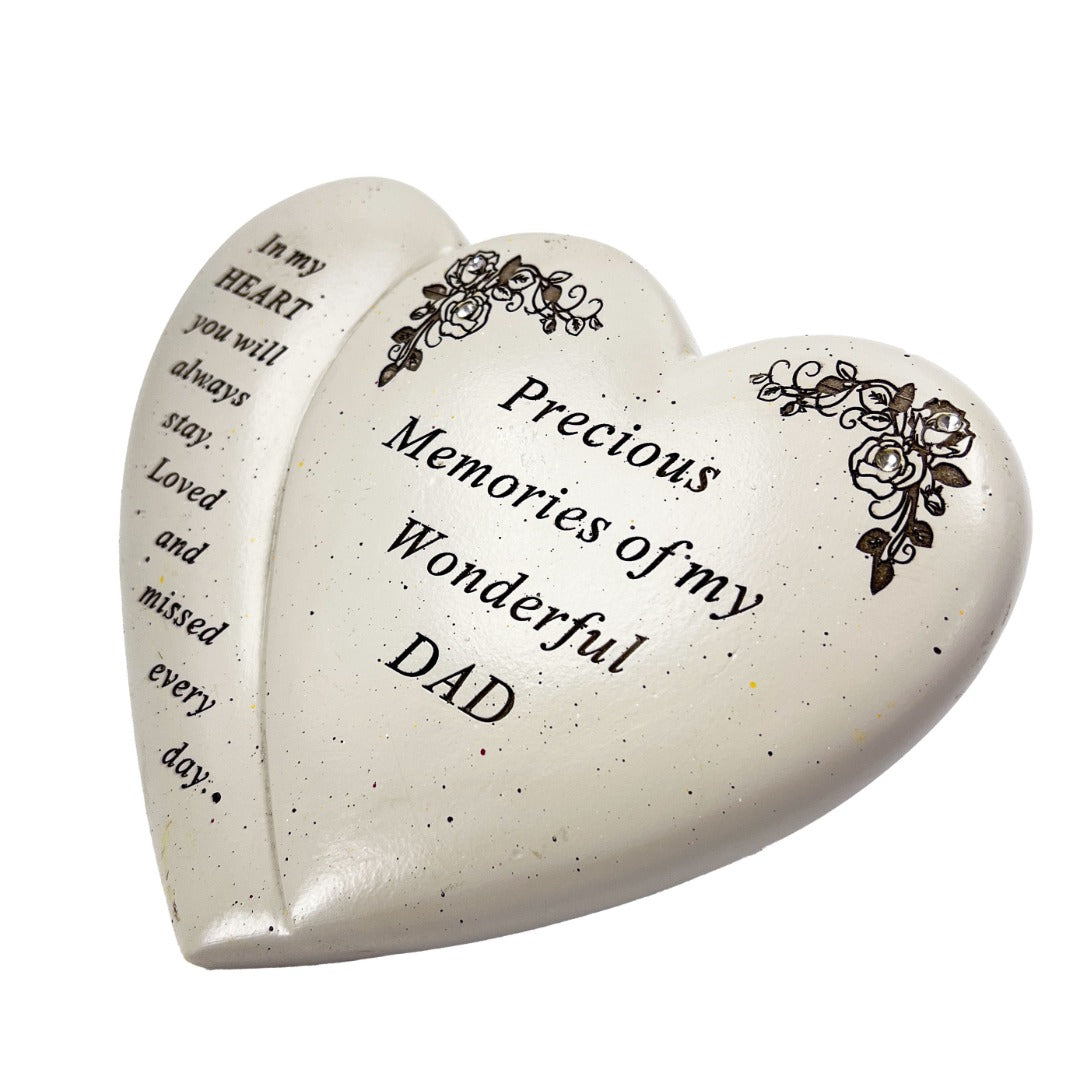 Precious Memories Dad Double Heart Flower Graveside Memorial Ornament