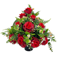 Load image into Gallery viewer, Aderyn Red Rose Artificial Grave Flower Cemetery Memorial Arrangement Pot