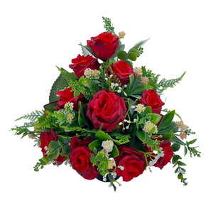 Aderyn Red Rose Artificial Grave Flower Cemetery Memorial Arrangement Pot