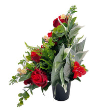 Load image into Gallery viewer, Aderyn Red Rose Artificial Grave Flower Cemetery Memorial Arrangement Pot