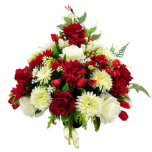 Load image into Gallery viewer, Anne Large Red White Rose Daisy Artificial Flower Graveside Cemetery Memorial Arrangement