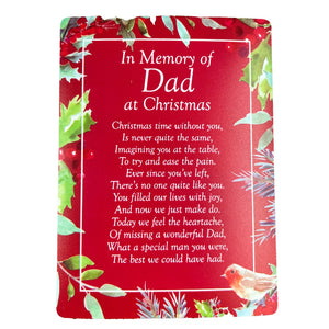 Wonderful Dad Robin Christmas Memorial Remembrance Verse Plastic Coated Grave Graveside Card