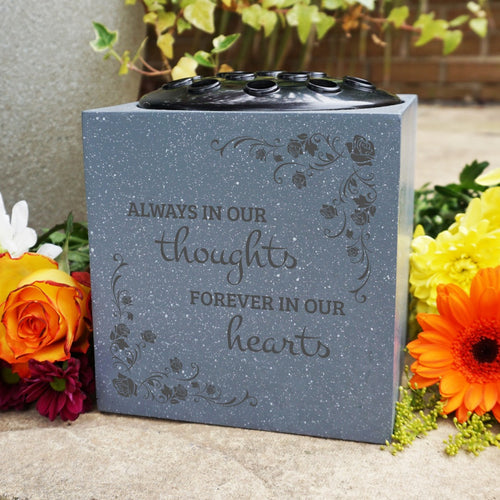 Grey Always In Our Thoughts Forever in Our Hearts Rose Memorial Graveside Flower Bowl Vase Pot