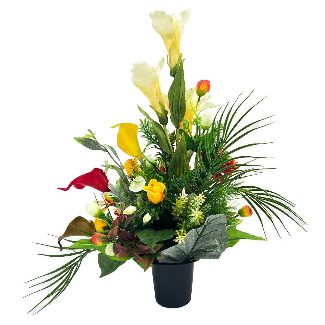 Gerry Large Orange Gerbera Lily Artificial Flower Graveside Cemetery Memorial Arrangement