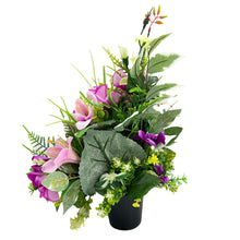 Load image into Gallery viewer, Allie Pink Purple Rose Lily Artificial Flower Graveside Cemetery Memorial Arrangement Flat Back
