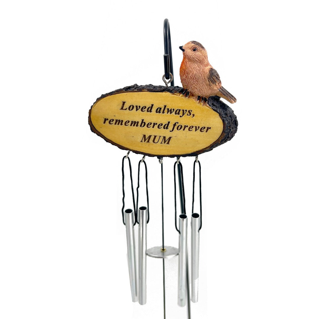 Mum Sadly Missed Robin Bird Graveside Memorial Wind Chime