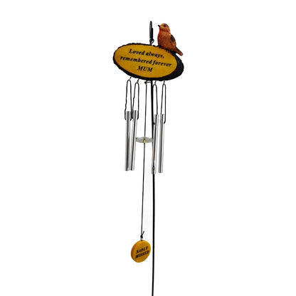 Mum Sadly Missed Robin Bird Graveside Memorial Wind Chime