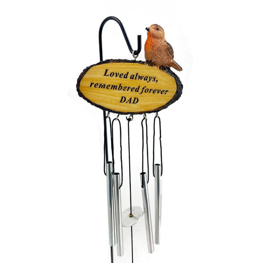 Dad Sadly Missed Robin Bird Graveside Memorial Wind Chime