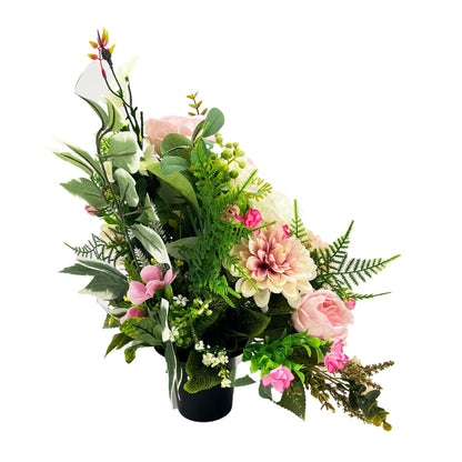 Zora Pink White Peony Chrysanthemum Artificial Flower Graveside Cemetery Memorial Arrangement