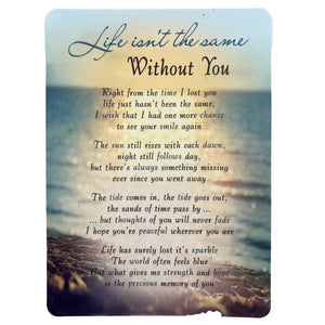Life Isn't The Same Without You Memorial Remembrance Verse Plastic Coated Grave Graveside Card