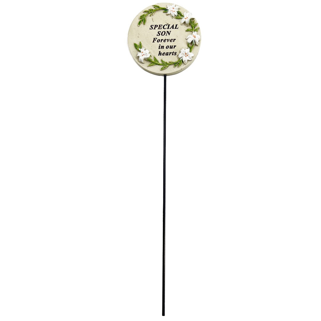 Special Son Lily Flower Memorial Tribute Stick Graveside Grave Plaque Stake