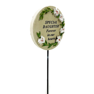 Special Daughter Lily Flower Memorial Tribute Stick Graveside Grave Plaque Stake