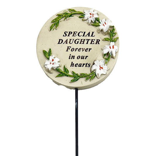 Special Daughter Lily Flower Memorial Tribute Stick Graveside Grave Plaque Stake