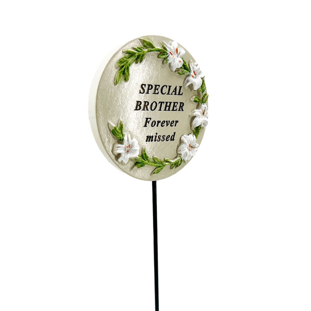 Special Brother Lily Flower Memorial Tribute Stick Graveside Grave Plaque Stake