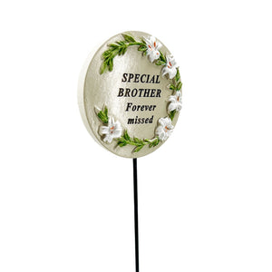 Special Brother Lily Flower Memorial Tribute Stick Graveside Grave Plaque Stake