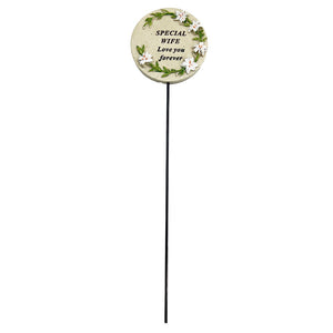 Special Wife Lily Flower Memorial Tribute Stick Graveside Grave Plaque Stake