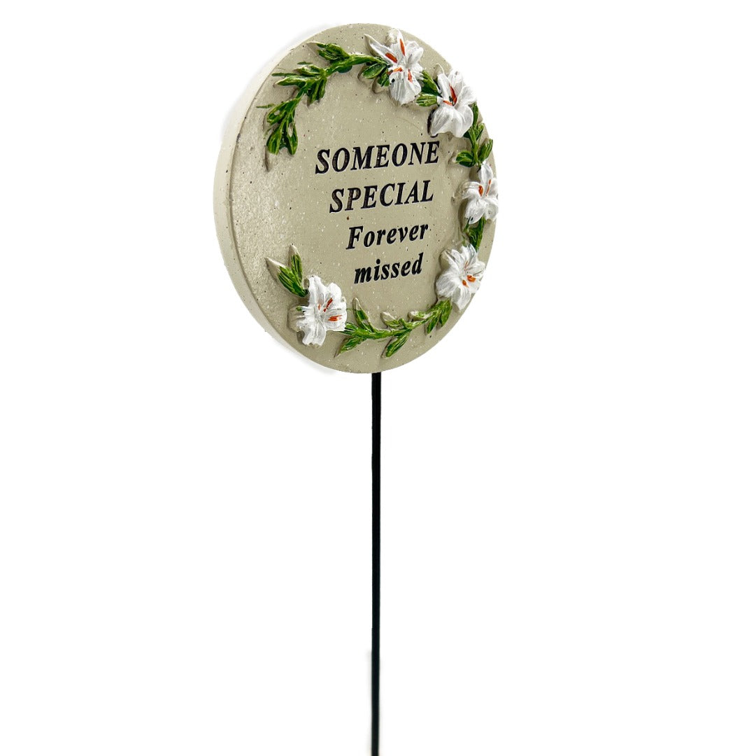 Someone Special Lily Flower Memorial Tribute Stick Graveside Grave Plaque Stake