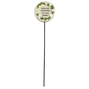Special Partner Lily Flower Memorial Tribute Stick Graveside Grave Plaque Stake