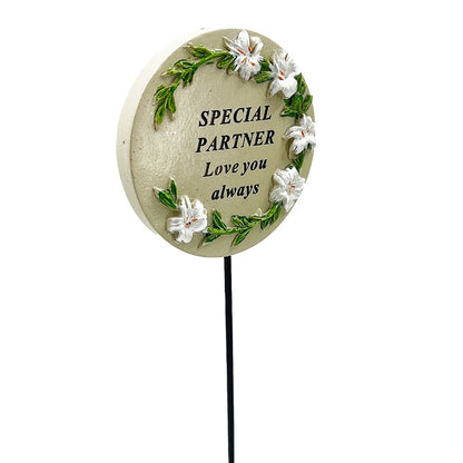 Special Partner Lily Flower Memorial Tribute Stick Graveside Grave Plaque Stake