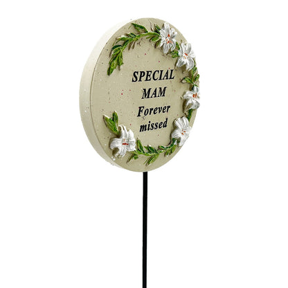 Special Mam Lily Flower Memorial Tribute Stick Graveside Grave Plaque Stake