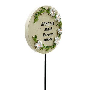 Special Mam Lily Flower Memorial Tribute Stick Graveside Grave Plaque Stake