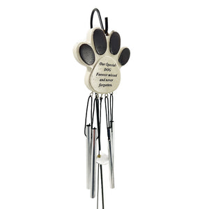 Special Dog Forever Missed Memorial Paw Print Wind Chime Graveside Ornament