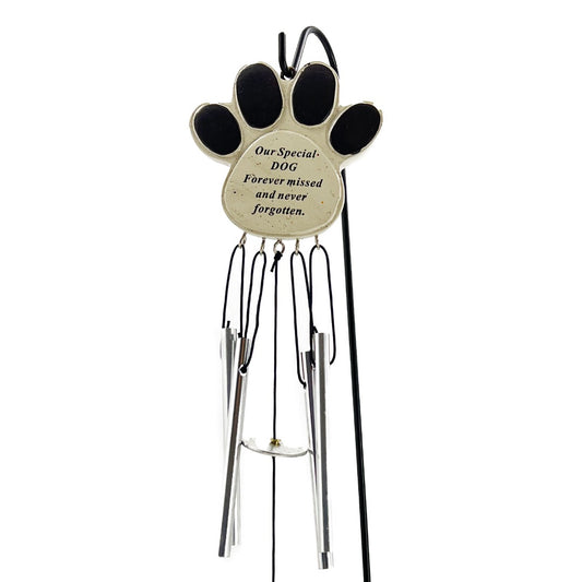Special Dog Forever Missed Memorial Paw Print Wind Chime Graveside Ornament
